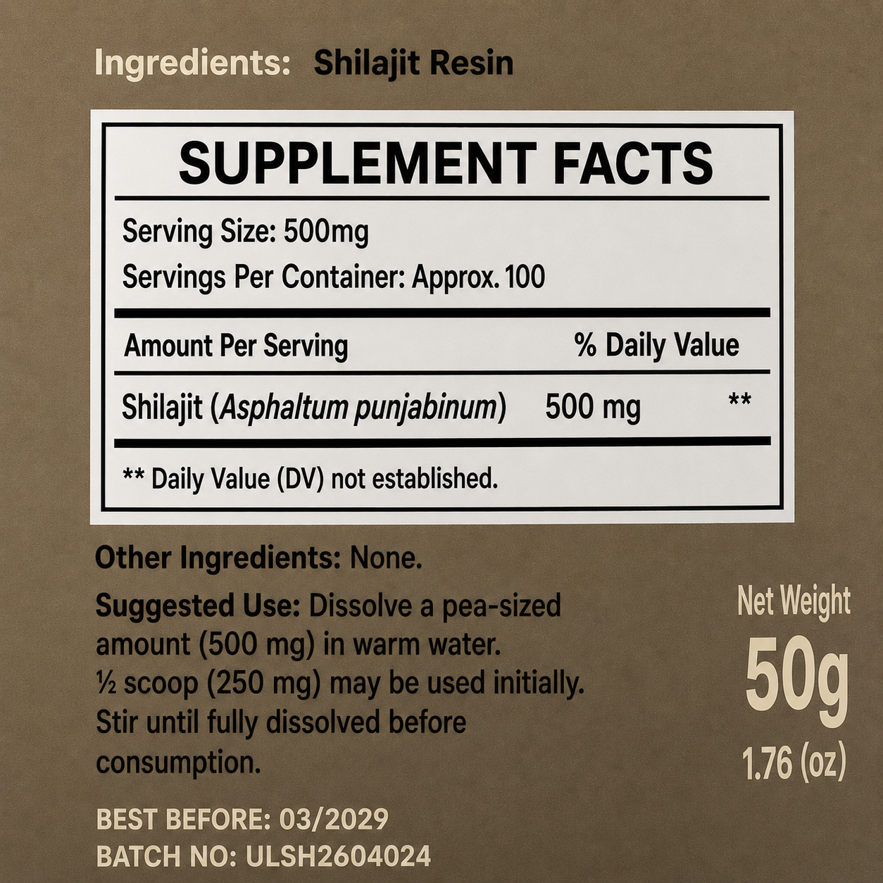 iDUNNlife High Altitude Sourced Shilajit (Sourced from Himalayan Regions) – 50g