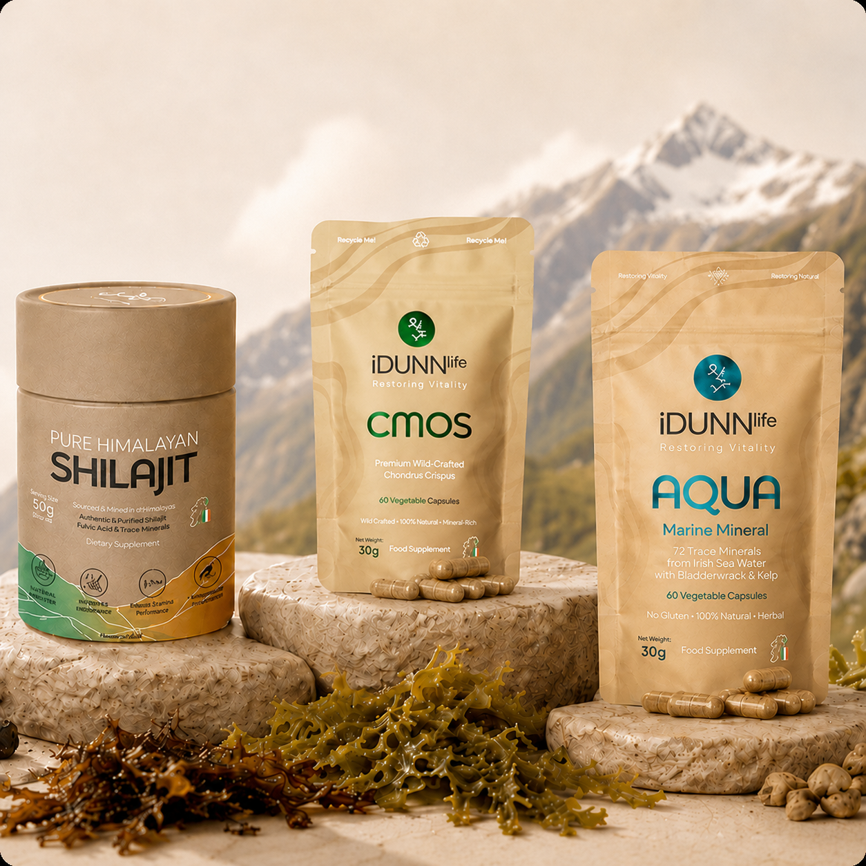 Daily Mineral Support Bundle - (1 Shilajit + 1 Aqua + 1 CMOS)